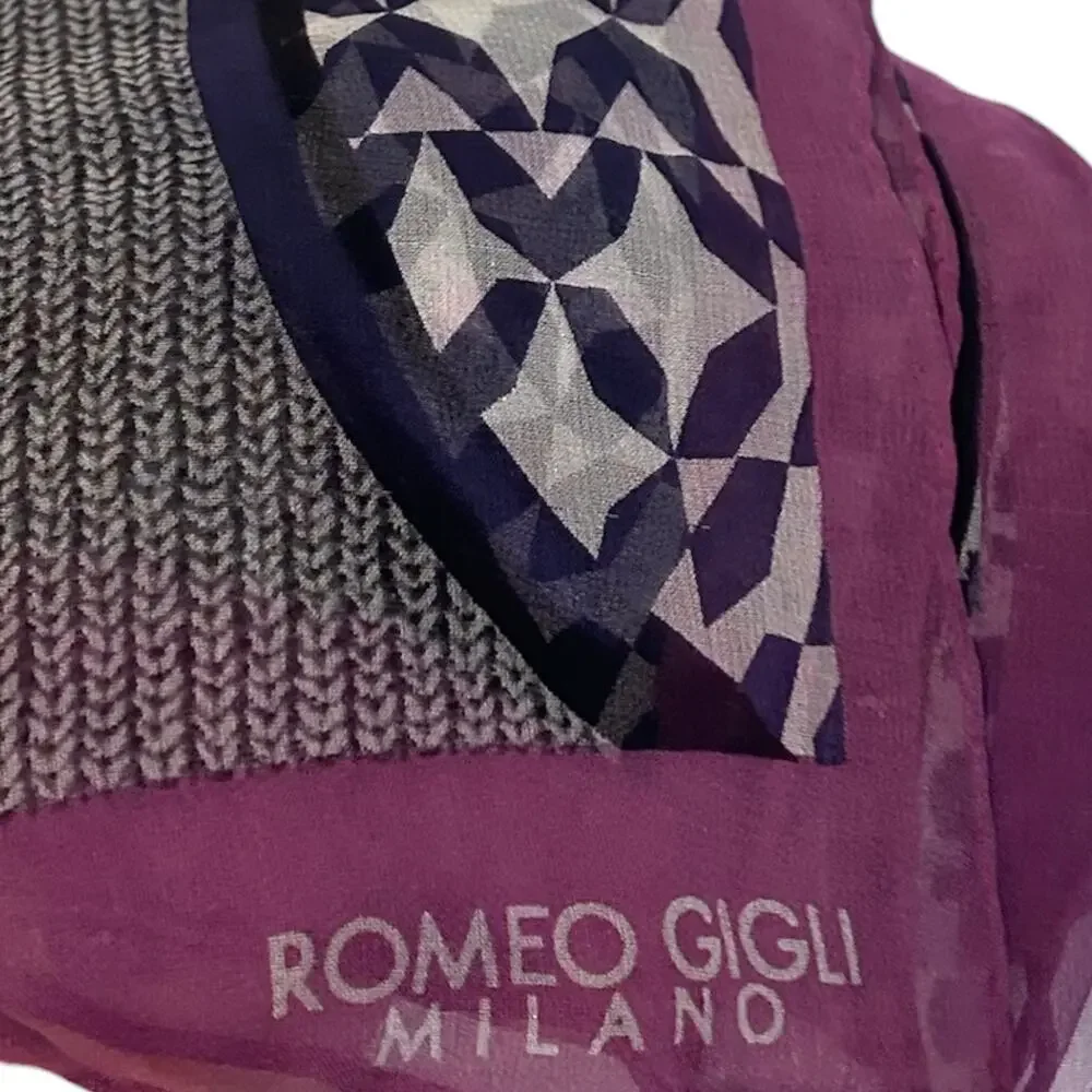 Romeo Gigli Silk Scarf Sheer 70
